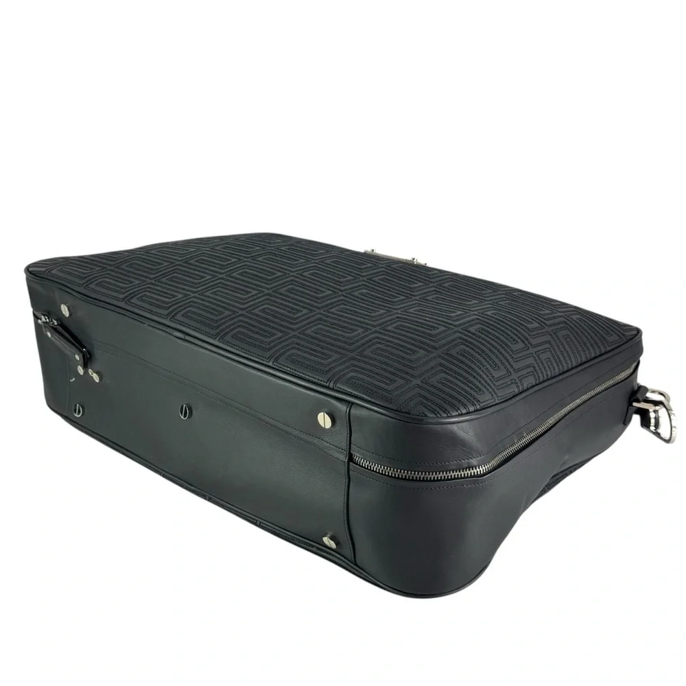 GIANNI VERSACE 12/20 Black Leather Business Duffel Weekender Bag Limited Edition
